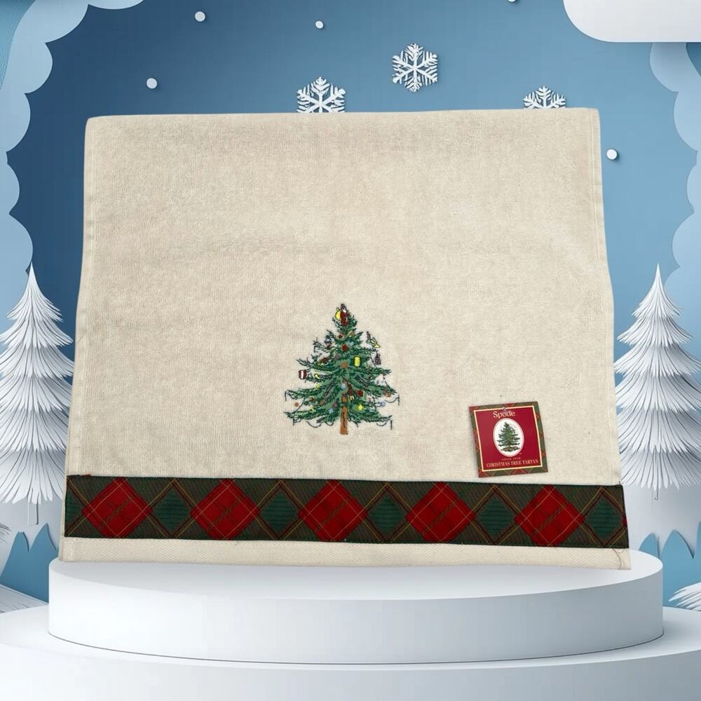 Spode Christmas Tree Tartan Collection Hand Towel Ivory